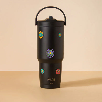 Copo Térmico PACCO SuperCup 880ml Retrô Good Vibes Preto