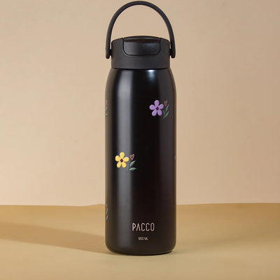 Garrafa Térmica PACCO Easy 950ml Floral Club Preto