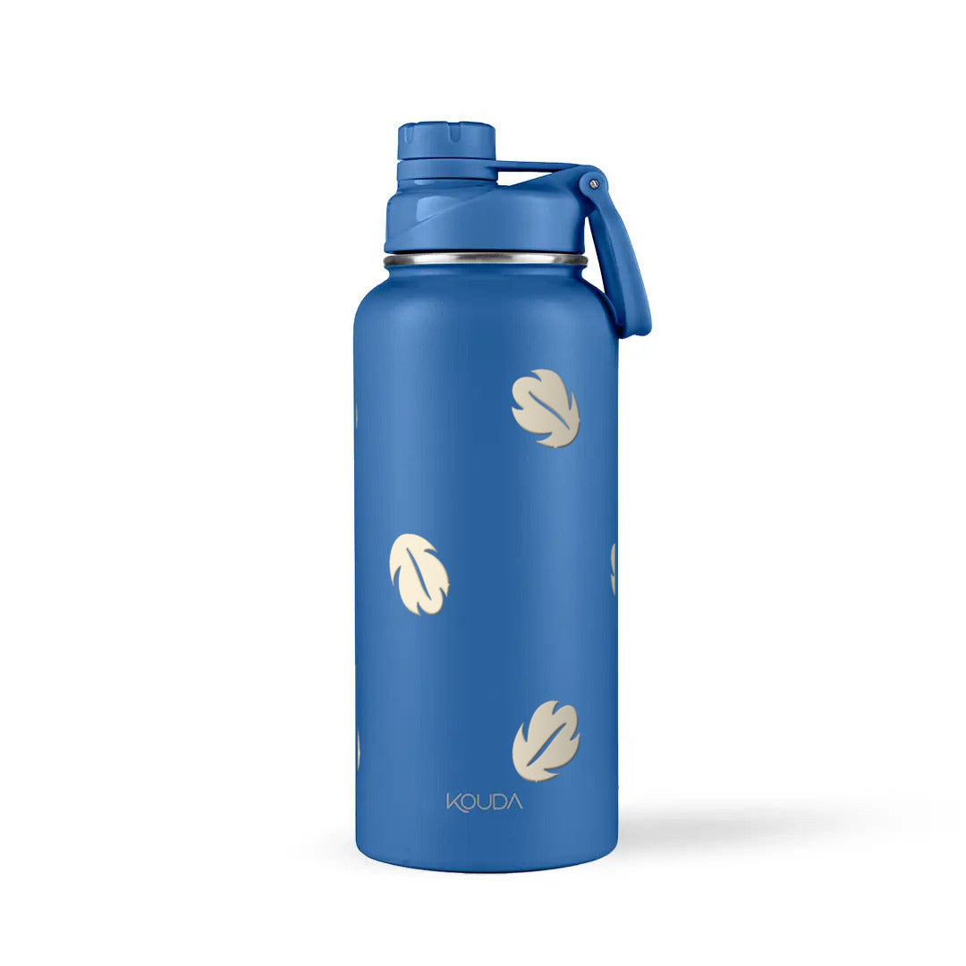 Garrafa Térmica Kouda Ladakh 960ml Folhas Creme Azul