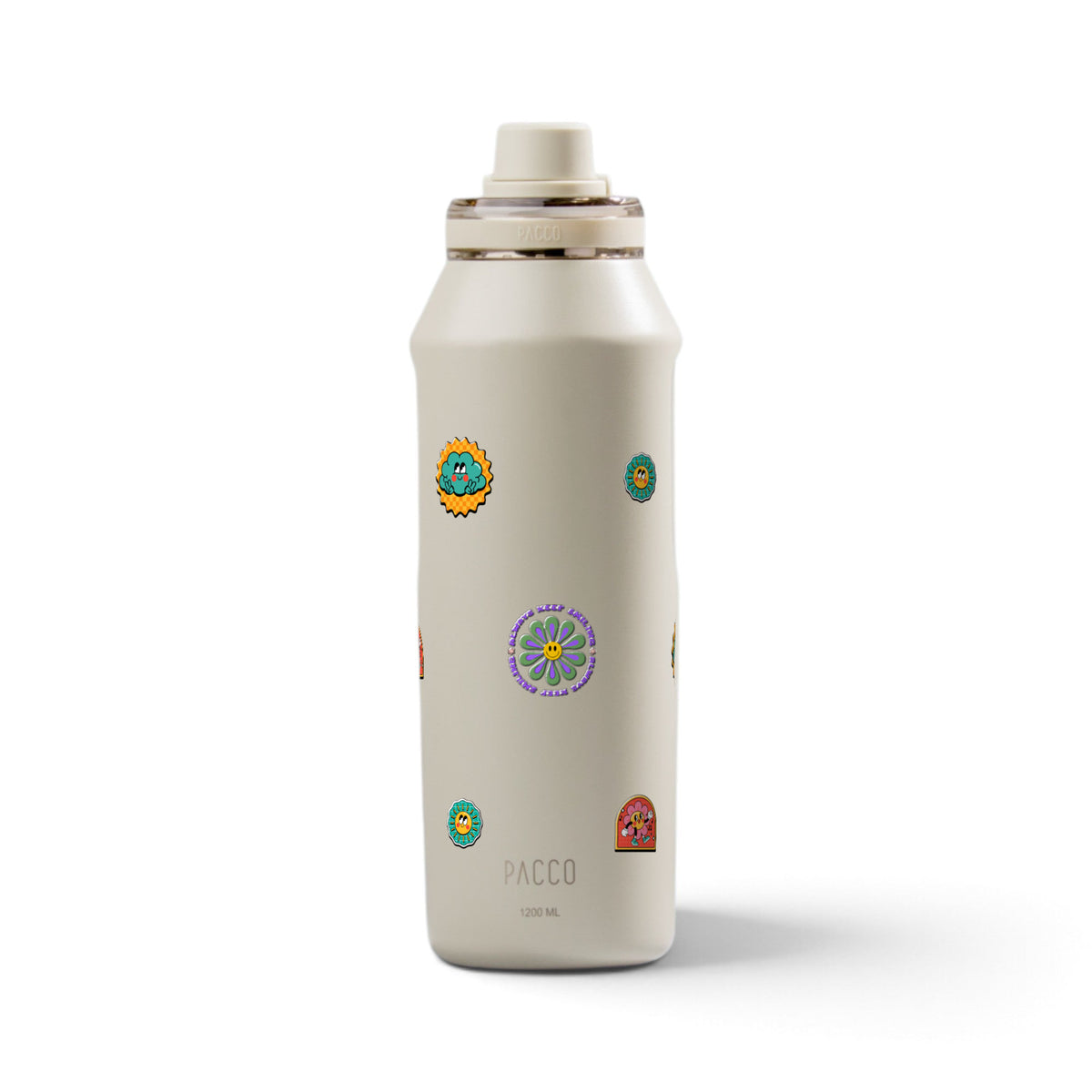 Garrafa Térmica PACCO Vyta 1200ml Retrô Good Vibes Creme