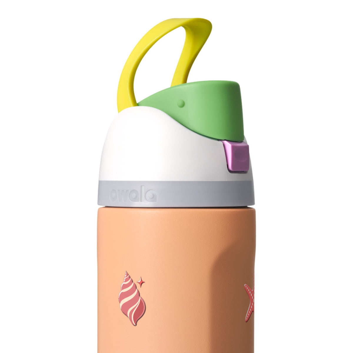 Garrafa Térmica Owala FreeSip 710ml Ocean Blush Peachy Keen, detalhe tampa alca