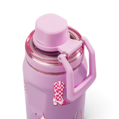Garrafa Térmica PACCO Vyta 350ml Country Rosa Lilás, detalhe da tampa