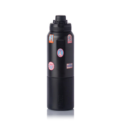 Garrafa Térmica PACCO Nexa 1000ml Selos de Viagem Preto, frente