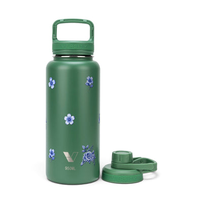 Garrafa Térmica Versity ColdKeeper 950ml Jardim Azul Verde, frente