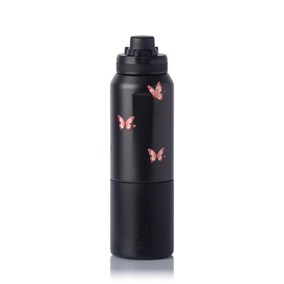 Garrafa Térmica PACCO Nexa 1000ml Rosé Butterfly Preto, frente