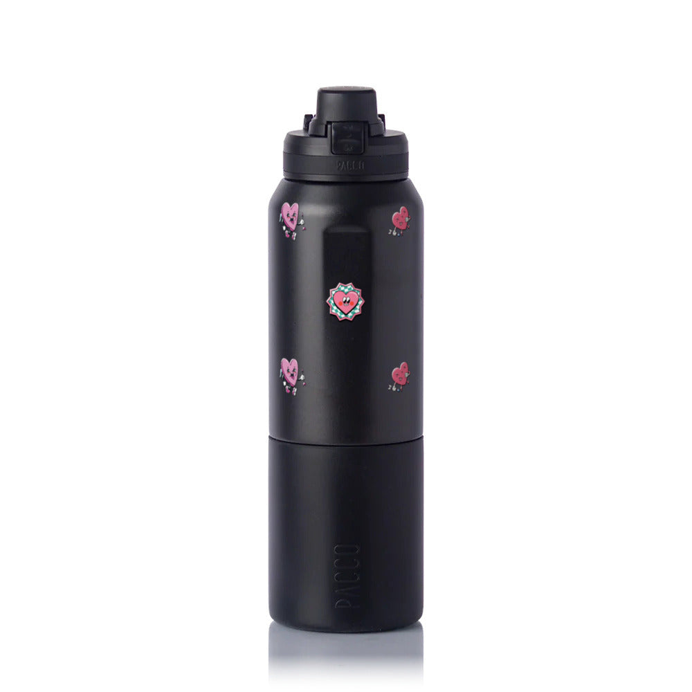 Garrafa Térmica PACCO Nexa 1000ml Corações Preto, frente