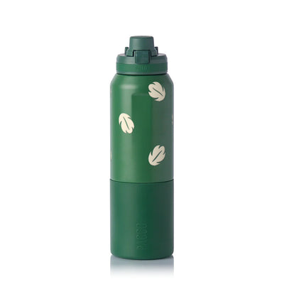 Garrafa Térmica PACCO Nexa 1000ml Folhas Creme Verde Militar, frente