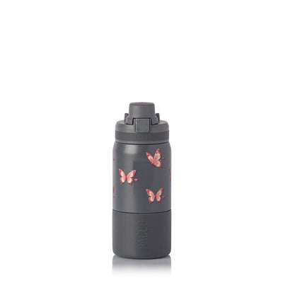 Garrafa Térmica PACCO Nexa 440ml Rosé Butterfly CINZA, frente