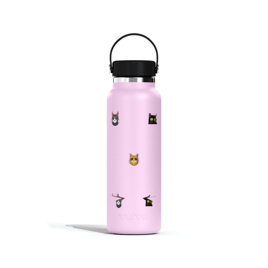 Garrafa Térmica Tuyo 1200ml Gatos de Óculos Lilás, frente