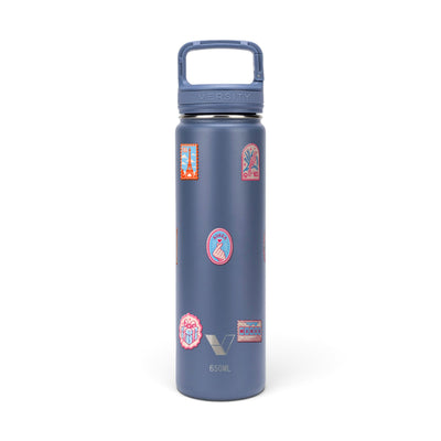 Garrafa Térmica Versity ColdKeeper 650ml Selos de Viagem Azul, frente