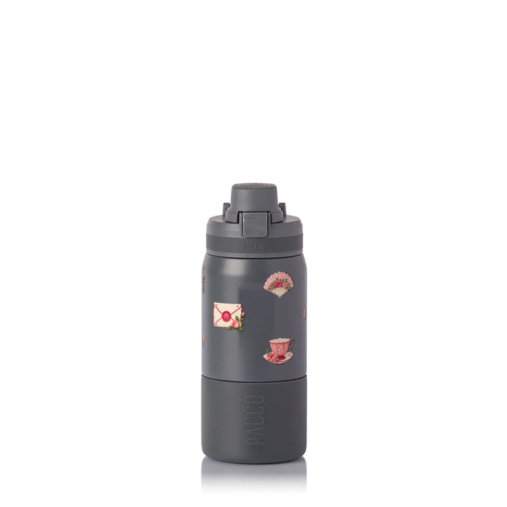 Garrafa Térmica PACCO Nexa 440ml Rosé Romântico CINZA, frente