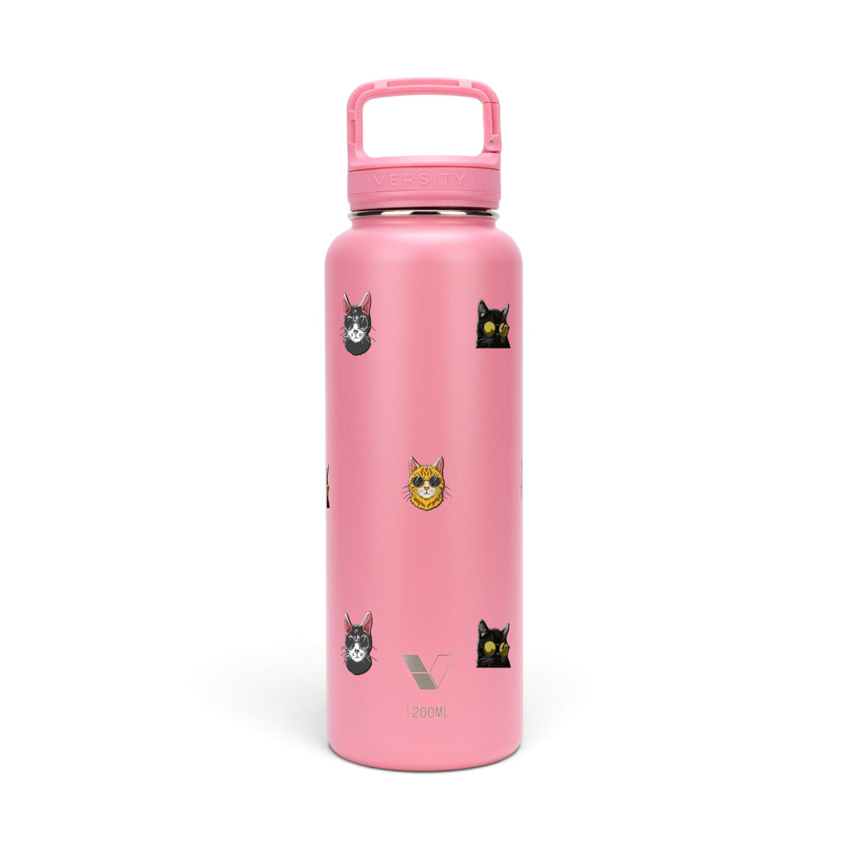Garrafa Térmica Versity ColdKeeper 1200ml Gatos de Óculos Rosa Chiclete, frente