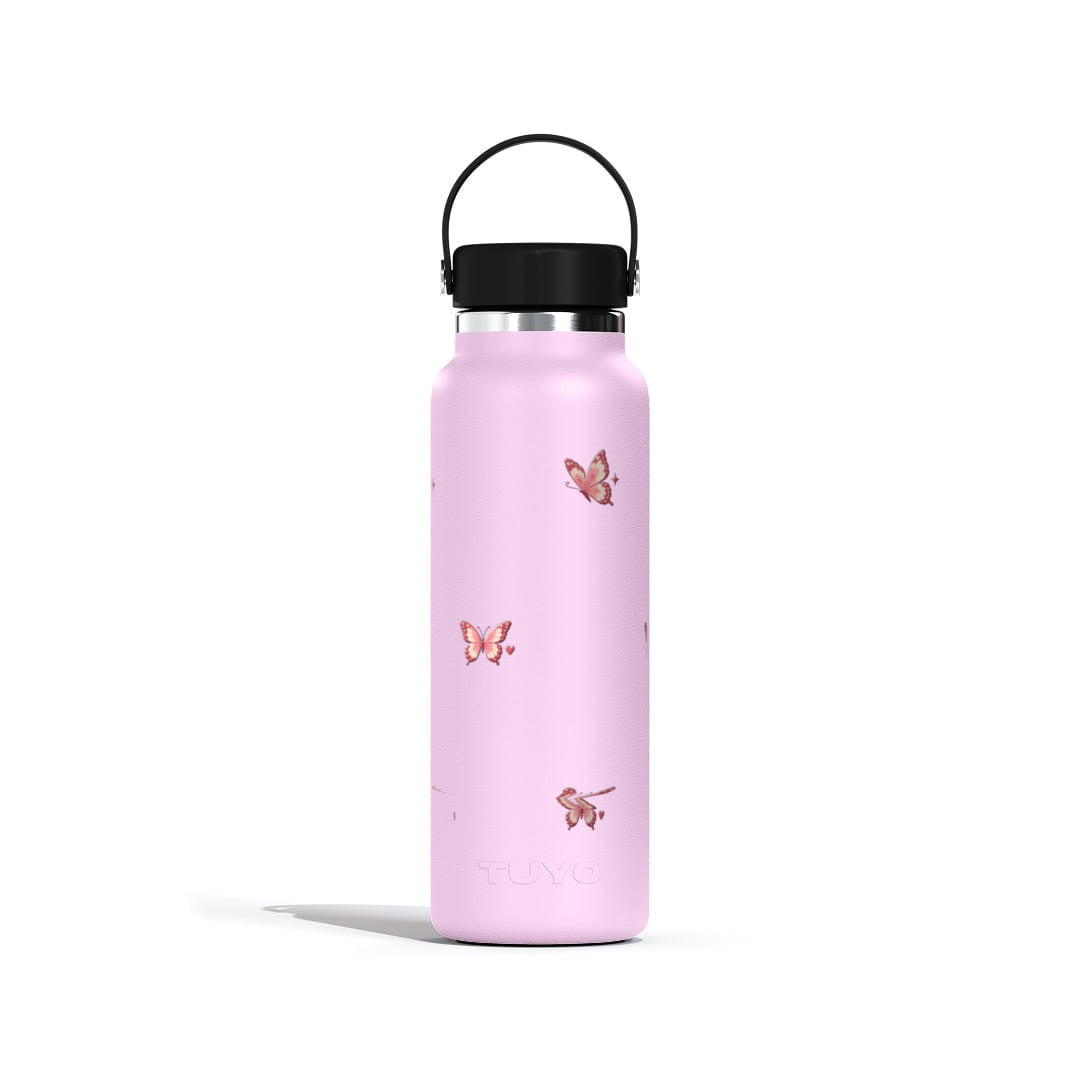 Garrafa Térmica Tuyo 1200ml Rosé Butterfly Lilás, frente