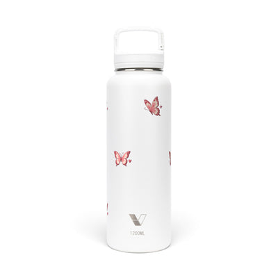 Garrafa Térmica Versity ColdKeeper 1200ml Rosé Butterfly Branca, frente