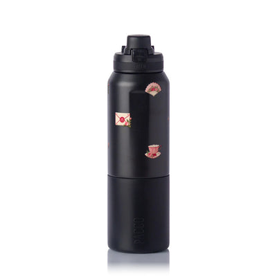 Garrafa Térmica PACCO Nexa 1000ml Rosé Romântico Preto, frente