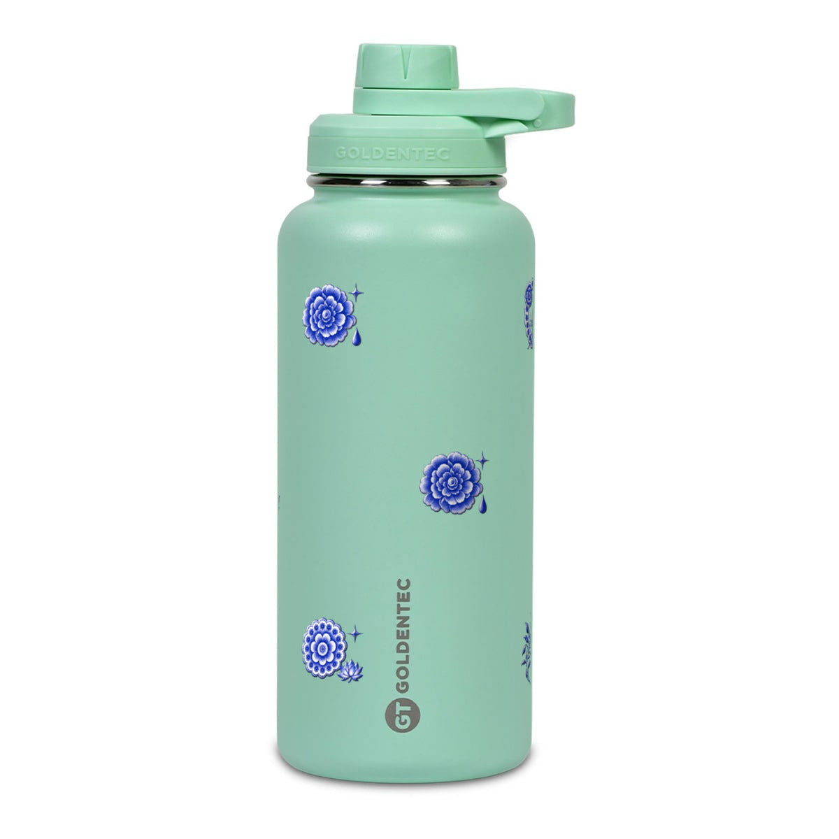 Garrafa Térmica Goldentec 1000ml Porcelana de Coalas Verde Menta, frente
