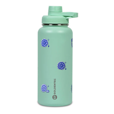 Garrafa Térmica Goldentec 1000ml Porcelana de Coalas Verde Menta, frente