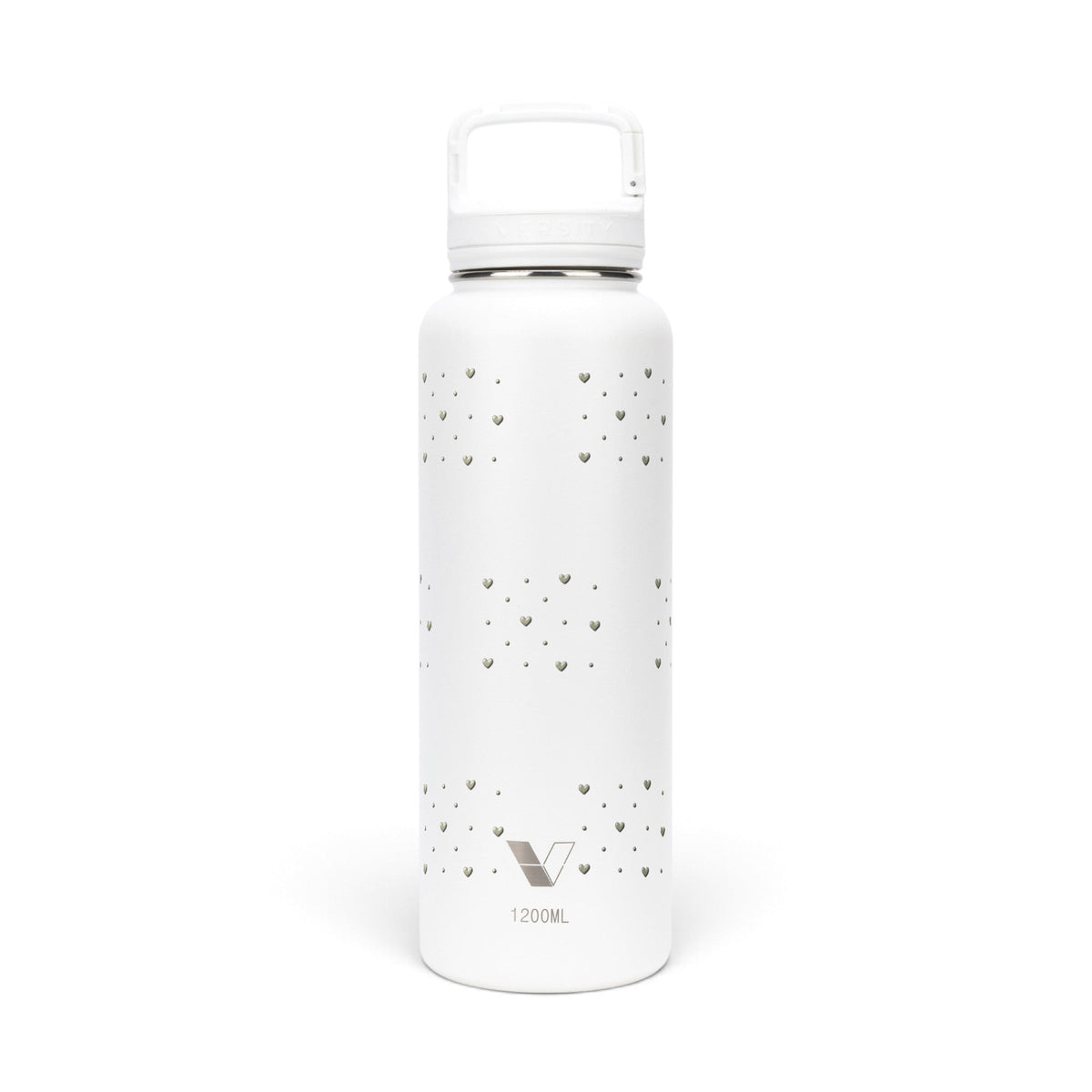 Garrafa Térmica Versity ColdKeeper 1200ml Corações Sálvia Branca, frente