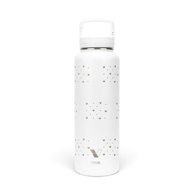 Garrafa Térmica Versity ColdKeeper 1200ml Corações Sálvia Branca, frente