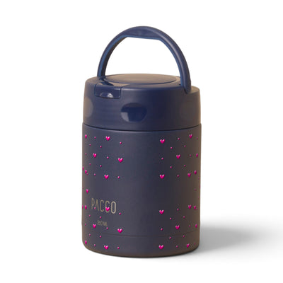 Pote Térmico PACCO FoodJar 350ml Corações Rosa Marinho, frente