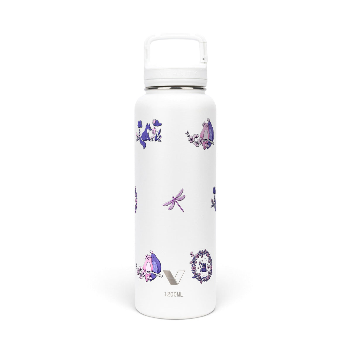 Garrafa Térmica Versity ColdKeeper 1200ml Natureza Lilás Branca, frente