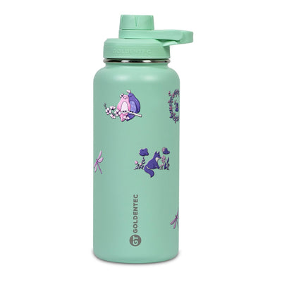 Garrafa Térmica Goldentec 1000ml Natureza Lilás Verde Menta, frente