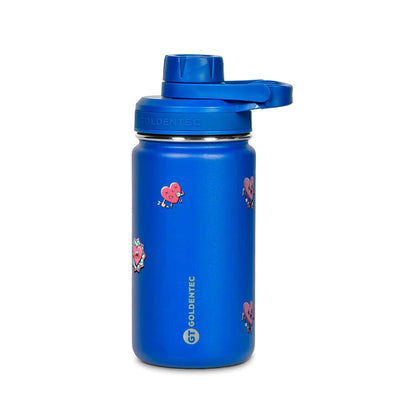 Garrafa Térmica Goldentec 350ml Corações Azul, frente