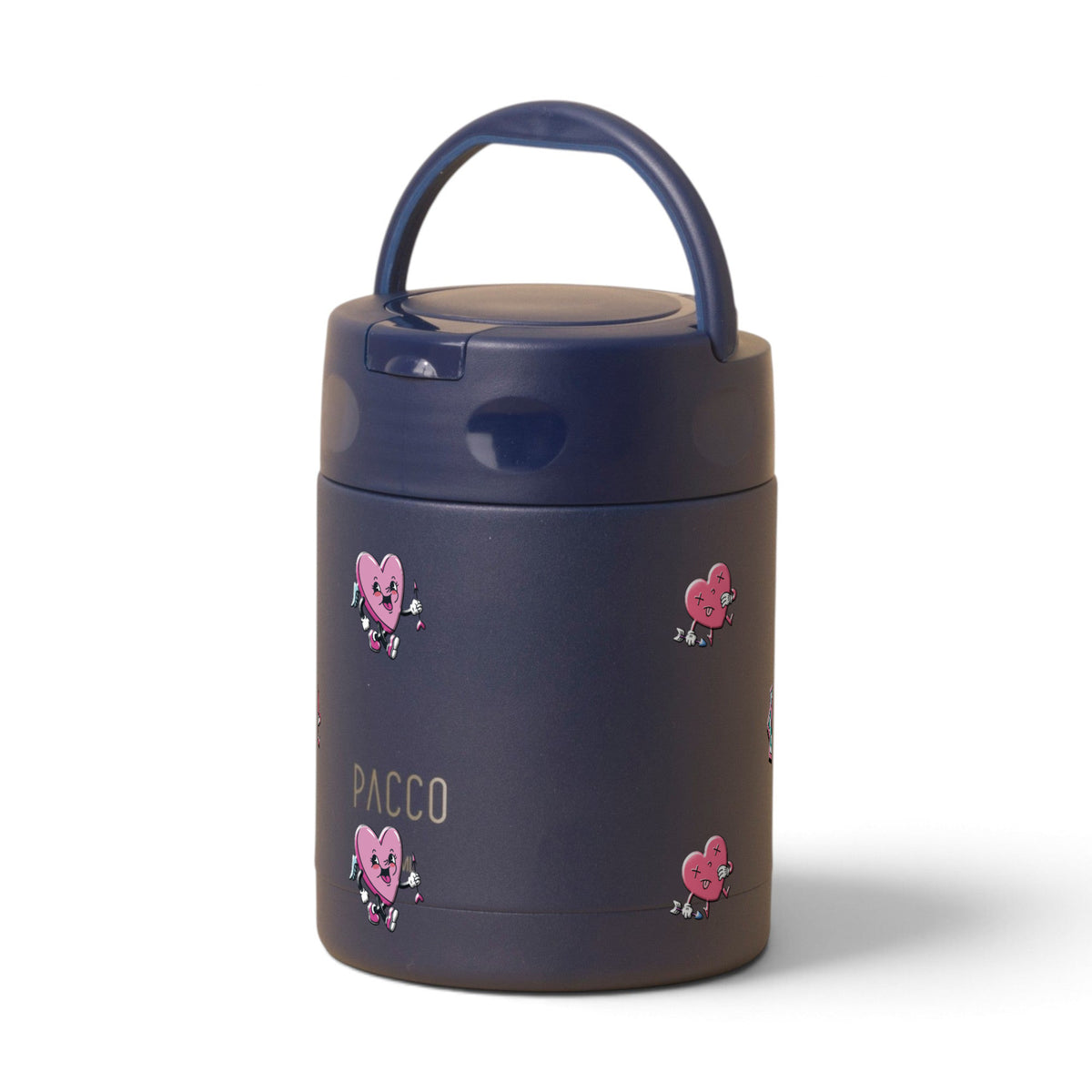 Pote Térmico PACCO FoodJar 350ml Corações Marinho, frente