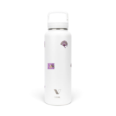 Garrafa Térmica Versity ColdKeeper 1200ml Lavanda Botânica Branca, frente