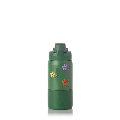 Garrafa Térmica PACCO Nexa 440ml Floral Club Verde Militar, frente