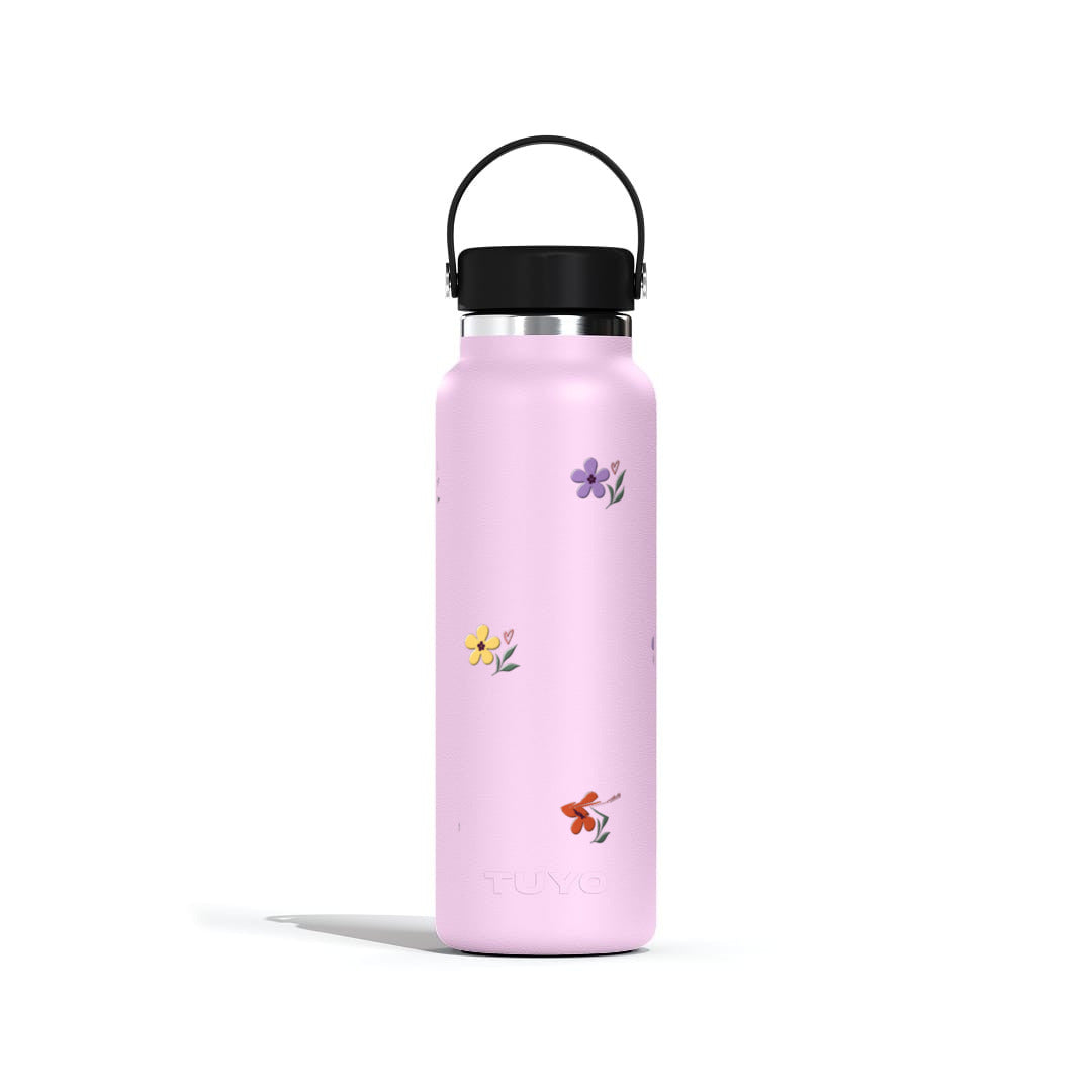 Garrafa Térmica Tuyo 1200ml Floral Club Lilás, frente