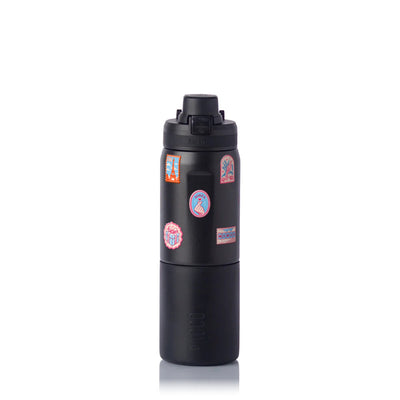 Garrafa Térmica PACCO Nexa 600ml Selos de Viagem PRETO, frente