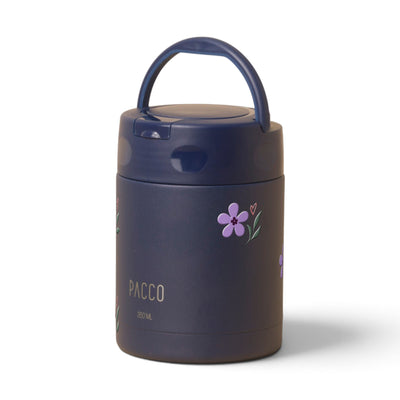 Pote Térmico PACCO FoodJar 350ml Floral Club Marinho, frente