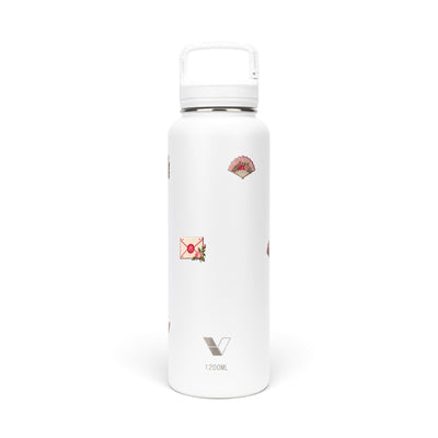 Garrafa Térmica Versity ColdKeeper 1200ml Rosé Romântico Branca, frente