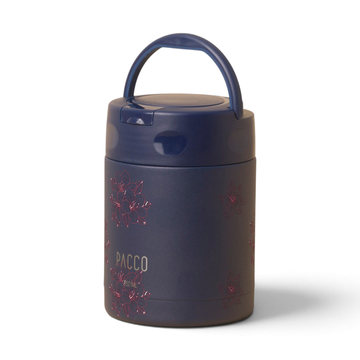 Pote Térmico PACCO FoodJar 350ml Floral Rosa Marinho, frente