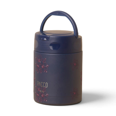 Pote Térmico PACCO FoodJar 350ml Floral Rosa Marinho, frente