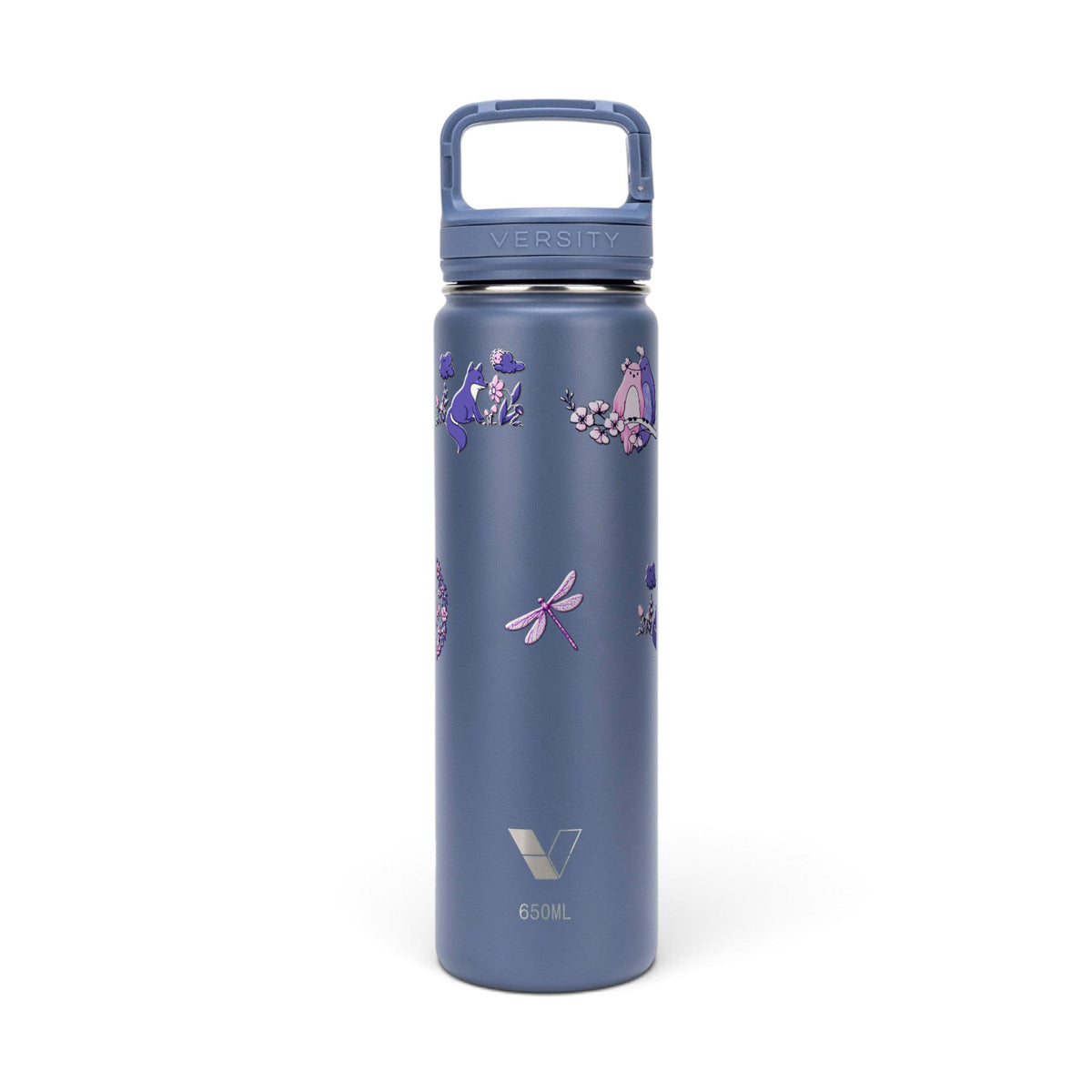 Garrafa Térmica Versity ColdKeeper 650ml Natureza Lilás Azul, frente