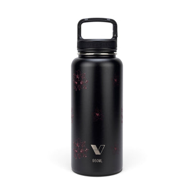 Garrafa Térmica Versity ColdKeeper 950ml Floral Rosa Preta, frente