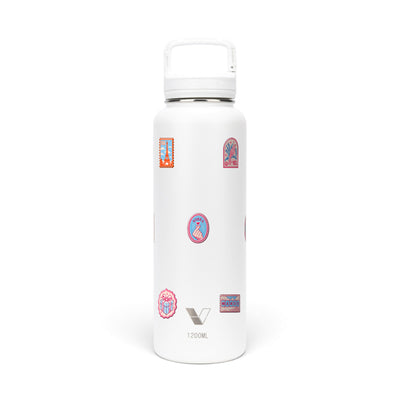 Garrafa Térmica Versity ColdKeeper 1200ml Selos de Viagem Branca, frente