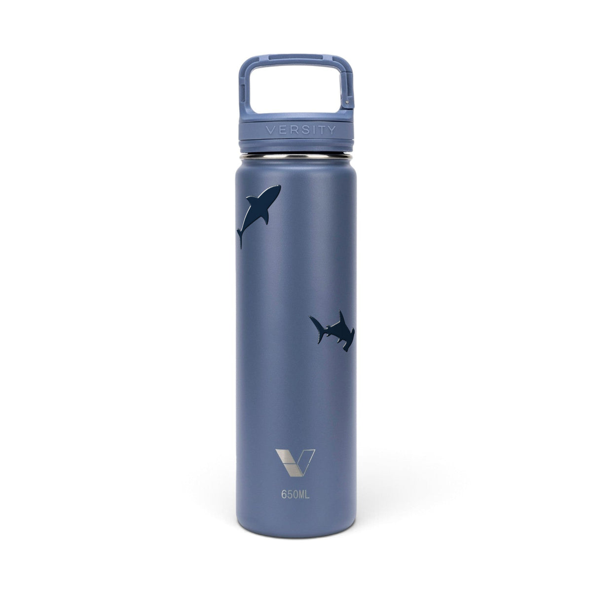 Garrafa Térmica Versity ColdKeeper 650ml Tubarões Azul, frente