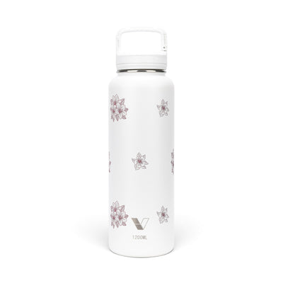 Garrafa Térmica Versity ColdKeeper 1200ml Floral Rosa Branca, frente
