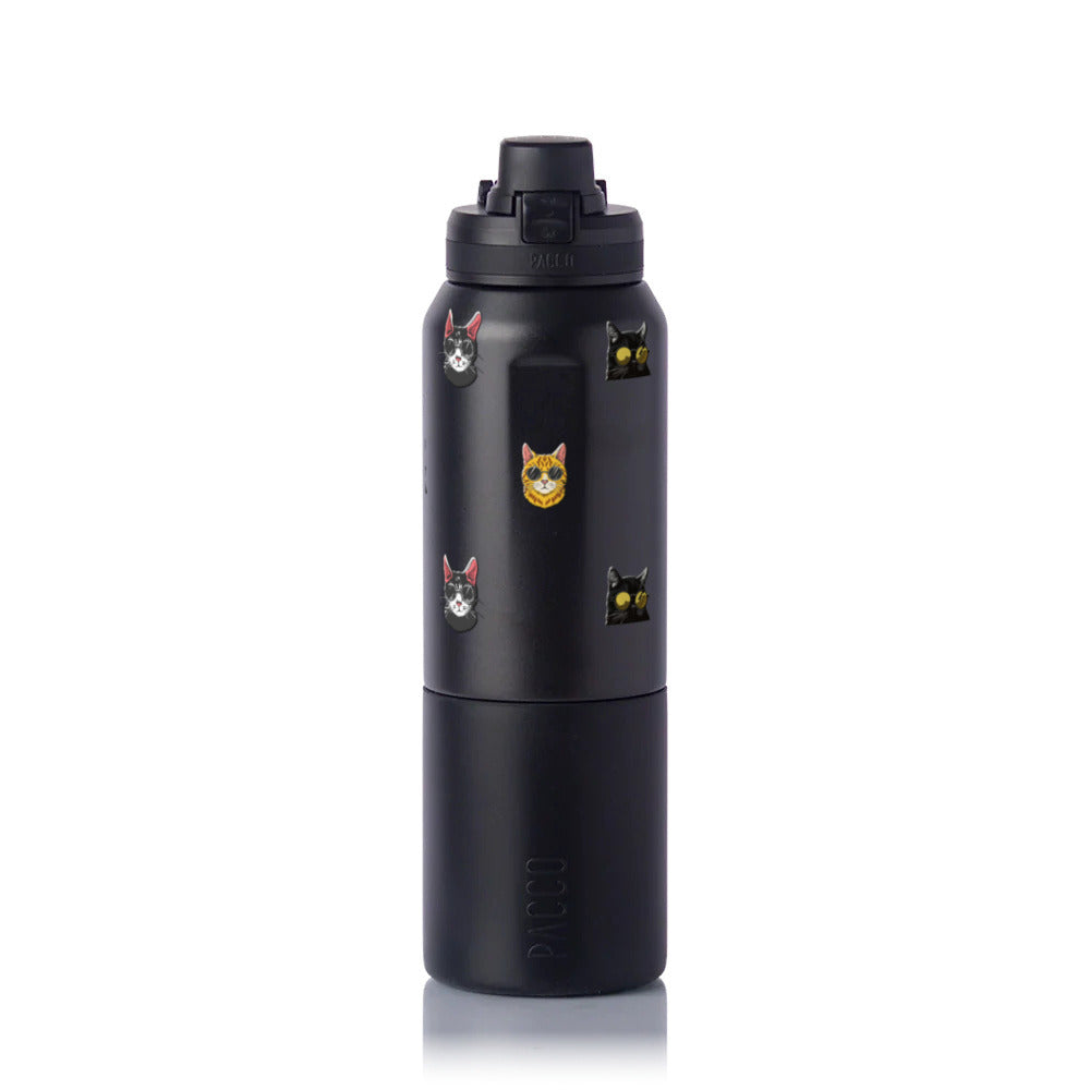 Garrafa Térmica PACCO Nexa 1000ml Gatos de Óculos Preto, frente