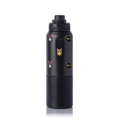 Garrafa Térmica PACCO Nexa 1000ml Gatos de Óculos Preto, frente