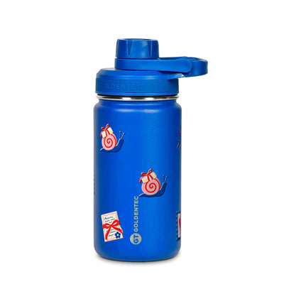 Garrafa Térmica Goldentec 350ml Clube das Cartas Azul, frente