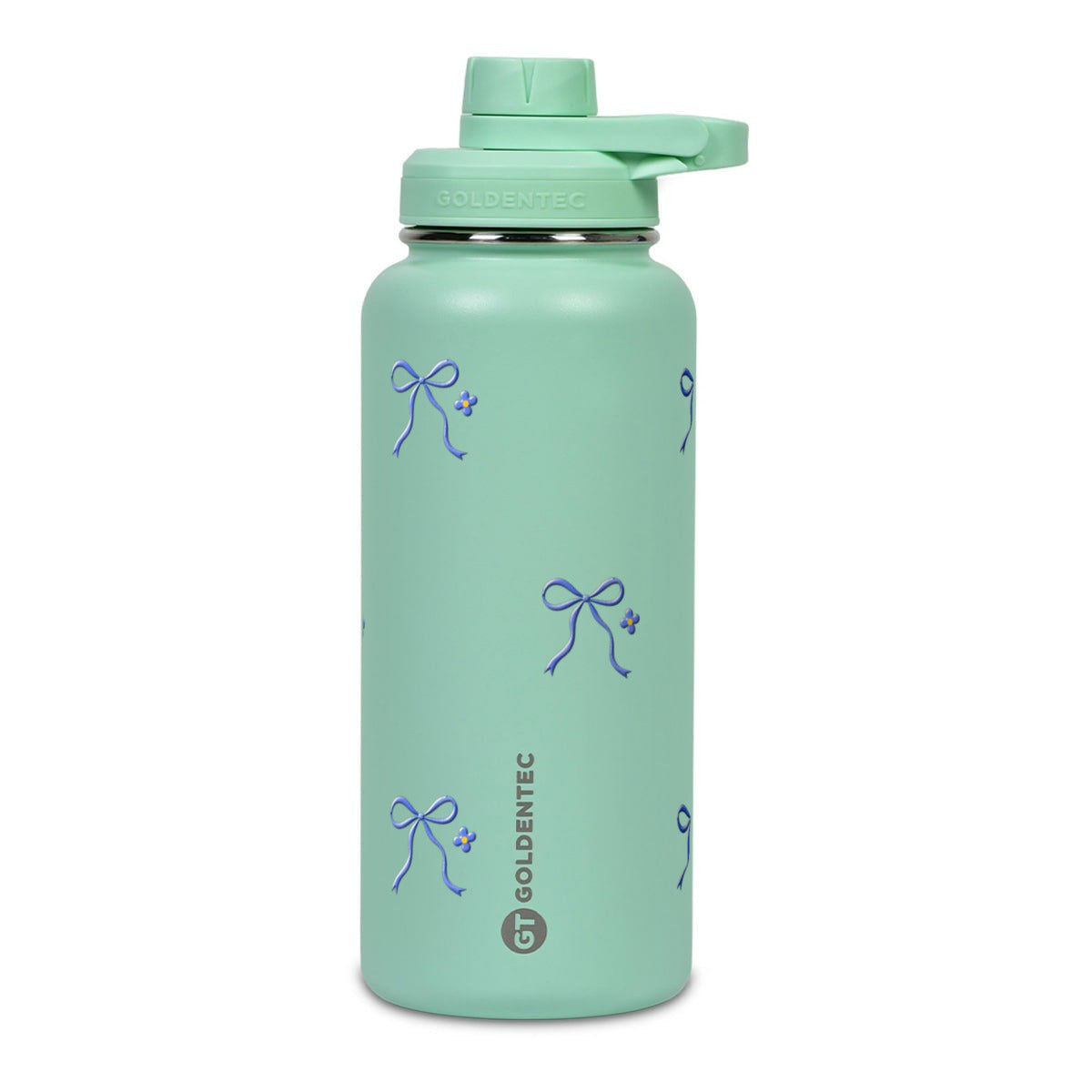 Garrafa Térmica Goldentec 1000ml Laço Leve Verde Menta, frente