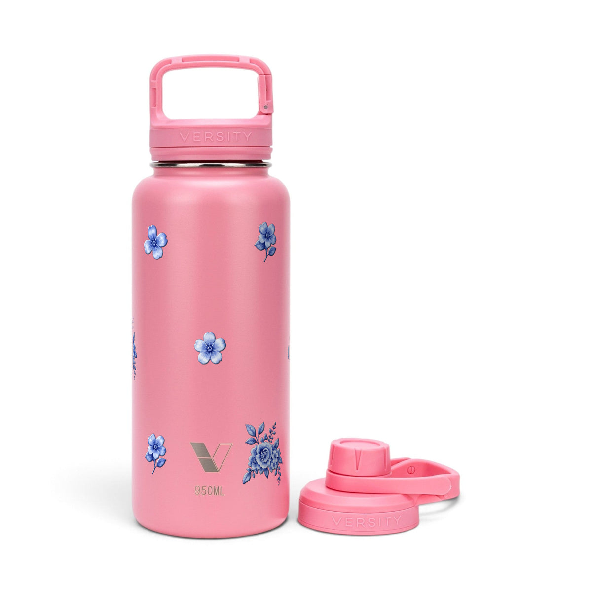 Garrafa Térmica Versity ColdKeeper 950ml Jardim Azul Rosa Chiclete, frente