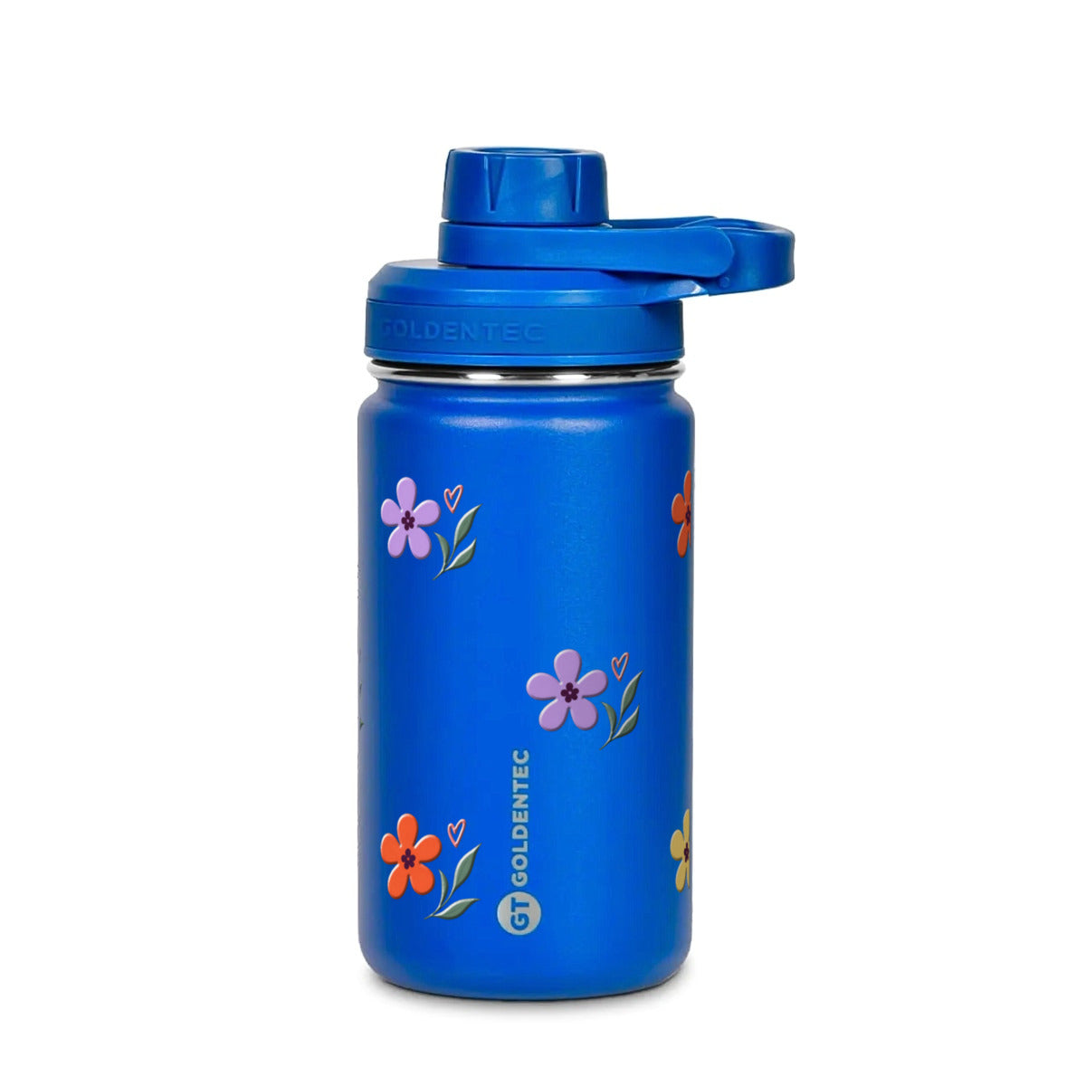 Garrafa Térmica Goldentec 350ml Floral Club Azul, frente