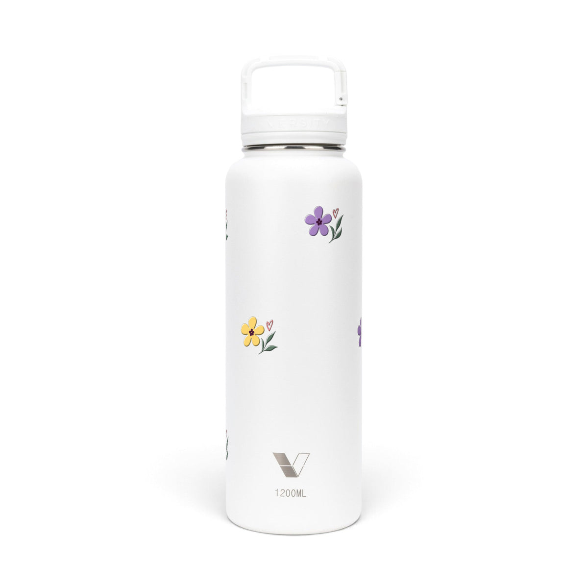 Garrafa Térmica Versity ColdKeeper 1200ml Floral Club Branca, frente