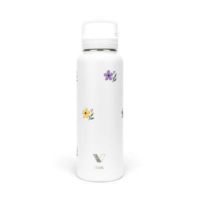 Garrafa Térmica Versity ColdKeeper 1200ml Floral Club Branca, frente