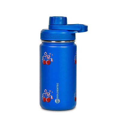 Garrafa Térmica Goldentec 350ml Cereja Pop Azul, frente